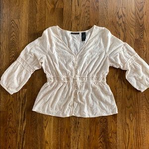 Axcess Eyelet Peasant Cream Top X-Large 14